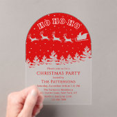 Feestelijke moderne kerstfeest Santa Red Acryl Uitnodigingen (Insitu (Draagbaar))