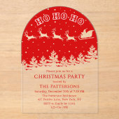 Feestelijke moderne kerstfeest Santa Red Acryl Uitnodigingen (Voorkant)