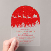 Feestelijke moderne kerstfeest Santa Red Acryl Uitnodigingen (Insitu (Draagbaar))