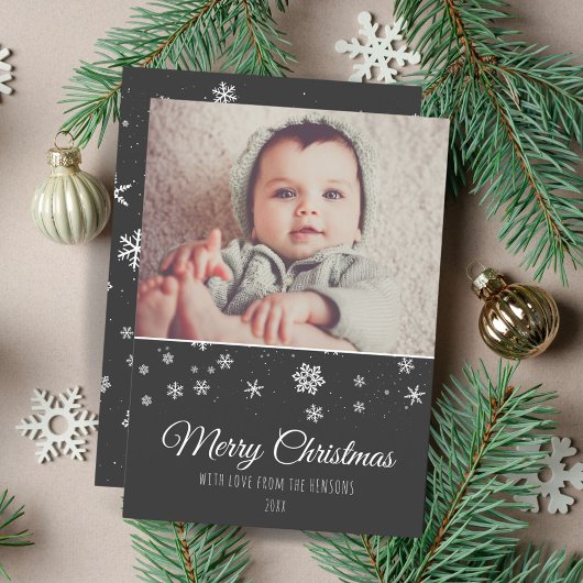 Feestelijke moderne kerstkaart met foto