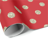 Feestelijke moderne rode en gouden glitter polka s cadeaupapier (Rol Hoek)