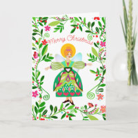 Feestelijke moderne roodharige folk engel kerst