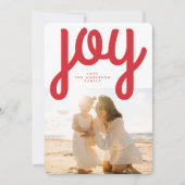 Feestelijke Moderne VREUGDE Rode Kerstfoto Feestdagenkaart (Voorkant)