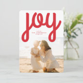 Feestelijke Moderne VREUGDE Rode Kerstfoto Feestdagenkaart (Staand voorkant)