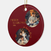 Feestelijke moderne vrolijke kerst boog foto keramisch ornament (Links)