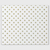 Feestelijke moderne witte en gouden glitter polka  cadeaupapier (Vlak)