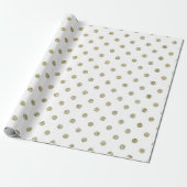 Feestelijke moderne witte en gouden glitter polka  cadeaupapier (Uitgerold)