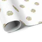 Feestelijke moderne witte en gouden glitter polka  cadeaupapier (Rol Hoek)