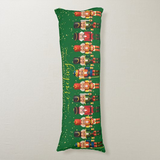 Feestelijke moderne Xmas Green Schattigee Notenkra Lichaamskussen (Voorkant Verticaal)
