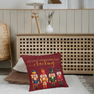 Feestelijke moderne Xmas rode Schattigee notenkrak Kussen