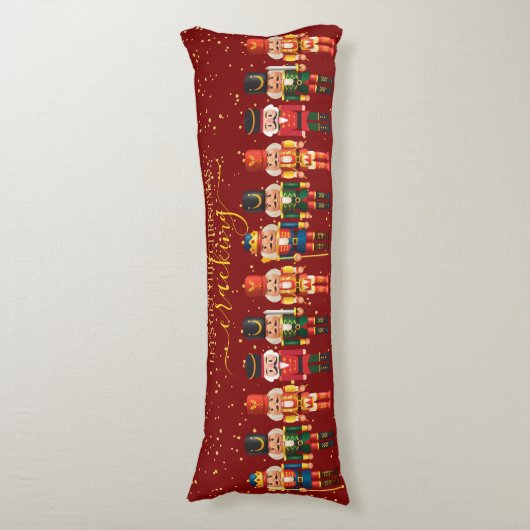 Feestelijke moderne Xmas rode Schattigee notenkrak Lichaamskussen (Voorkant Verticaal)