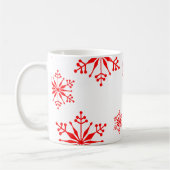 Feestelijke Mok met rode sneeuwvlokken. (Links)