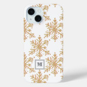 Feestelijke monogram elegant gouden sneeuwvlok pat Case-Mate iPhone case (Achterkant)
