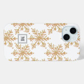 Feestelijke monogram elegant gouden sneeuwvlok pat Case-Mate iPhone case (Achterkant (horizontaal))