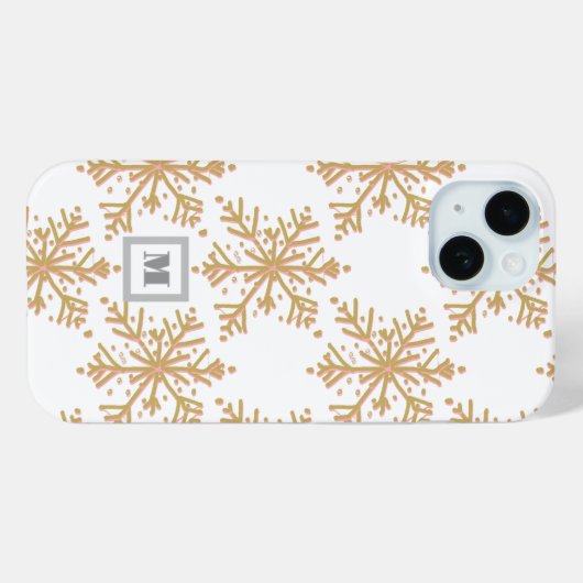 Feestelijke monogram elegant gouden sneeuwvlok pat Case-Mate iPhone case (Achterkant (horizontaal))