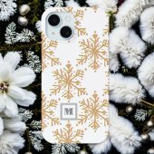 Feestelijke monogram elegant gouden sneeuwvlok pat Case-Mate iPhone case