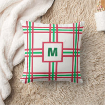 Feestelijke Monogram Moderne Rood Groen Plaid Vaka