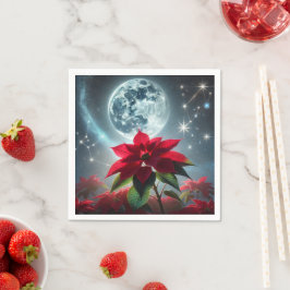 Feestelijke Moonlight Poinsettia Bloemen Decoupage Servet