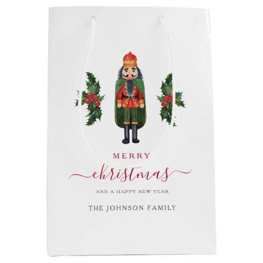 Feestelijke Mop Nutcracker Kerstmis Medium Cadeauzakje (Voorkant)