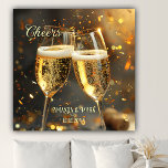 Feestelijke mousserende wijn juichen acryl muurkunst<br><div class="desc">Schilderij met gejuich met twee glazen mousserende wijn. U kunt uw aangepaste teksten toevoegen,  bijvoorbeeld om een bruiloft of jubileum te vieren.  voor elk feest.</div>