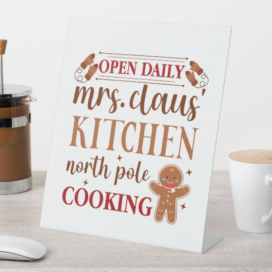 Feestelijke Mrs Claus keuken Kerstmis Reclamebord Met Voetstuk (Insitu)