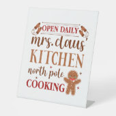 Feestelijke Mrs Claus keuken Kerstmis Reclamebord Met Voetstuk (Voorkant)