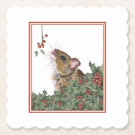 Feestelijke muis en holly onderzetter