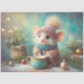 Feestelijke Muis In Vakantie Pet met Beker Decoupa Tissuepapier (Voorkant)