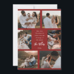 Feestelijke Multi-Photo Christmas Kaart met Boodsc<br><div class="desc">Deze prachtig ontworpen kerstkaart heeft een rijke rode achtergrond en toont zes gekoesterde familiefoto's, zodat u uw favoriete herinneringen aan het jaar kunt delen. Het midden van de kaart markeert een oprechte boodschap die u kunt aanpassen, gevolgd door uw familienaam en het jaar. Het minimalistische maar feestelijke ontwerp combineert persoonlijke...</div>