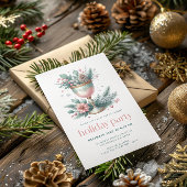 Feestelijke Munt & Roze Kerstmiskelk Uitnodiging