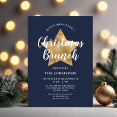 Feestelijke Navy Blue Gold Star Kerstbrunch Kaart
