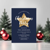 Feestelijke Navy Blue Gouden Ster Kerstfeest Kaart