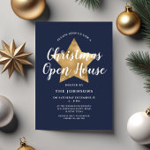 Feestelijke Navy Blue Star Kerst Open Huis Kaart