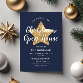 Feestelijke Navy Blue Star Kerst Open Huis Kaart