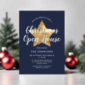Feestelijke Navy Blue Star Kerst Open Huis Kaart