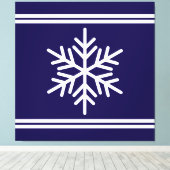 Feestelijke Navy Blue White Racing Stripes Snowfla Canvas Afdruk (Insitu (Houten vloer))