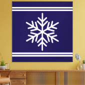 Feestelijke Navy Blue White Racing Stripes Snowfla Canvas Afdruk (Insitu (Woonkamer))