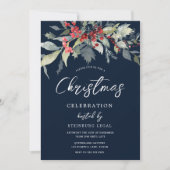 Feestelijke Navy Corporate Kantoor Kerstfeest Kaart (Voorkant)