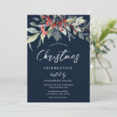 Feestelijke Navy Corporate Kantoor Kerstfeest Kaart (Staand voorkant)