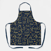 Feestelijke Navy & Kerstmis Kerstscriptpatroon Schort (Voorkant)