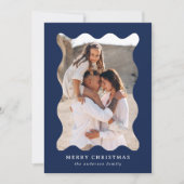 Feestelijke Navy Retro Foto Lijst Vrolijk Kerstfee Feestdagenkaart (Voorkant)