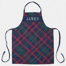 Feestelijke Navy Rode Tartan Schotse Plaid Monogra