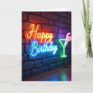 Feestelijke Neon Verjaardagskaart Kaart