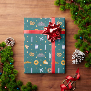Feestelijke New York City icoon patroon Christmas Cadeaupapier