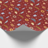 Feestelijke New York City icoon patroon Kerst Rood Cadeaupapier (Hoek)