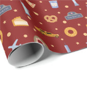 Feestelijke New York City icoon patroon Kerst Rood Cadeaupapier (Rol Hoek)