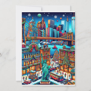 Feestelijke New York City Lights Kerst Kaart