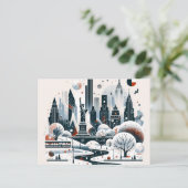 Feestelijke New York City Lights Kerst Kaart (Staand voorkant)