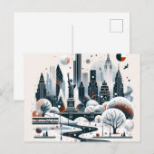 Feestelijke New York City Lights Kerst Kaart (Voorkant / Achterkant)