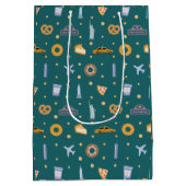 Feestelijke New York City Patroon Christmas Green Medium Cadeauzakje (Achterkant)